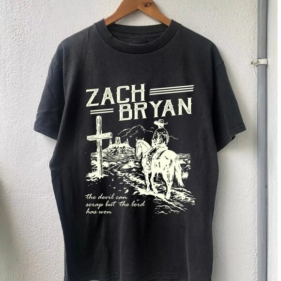 Zach Bryan Music Tour Graphic Shirt The Devil Can Scrap But Lord Has Won Vintage - Picture 1 of 5